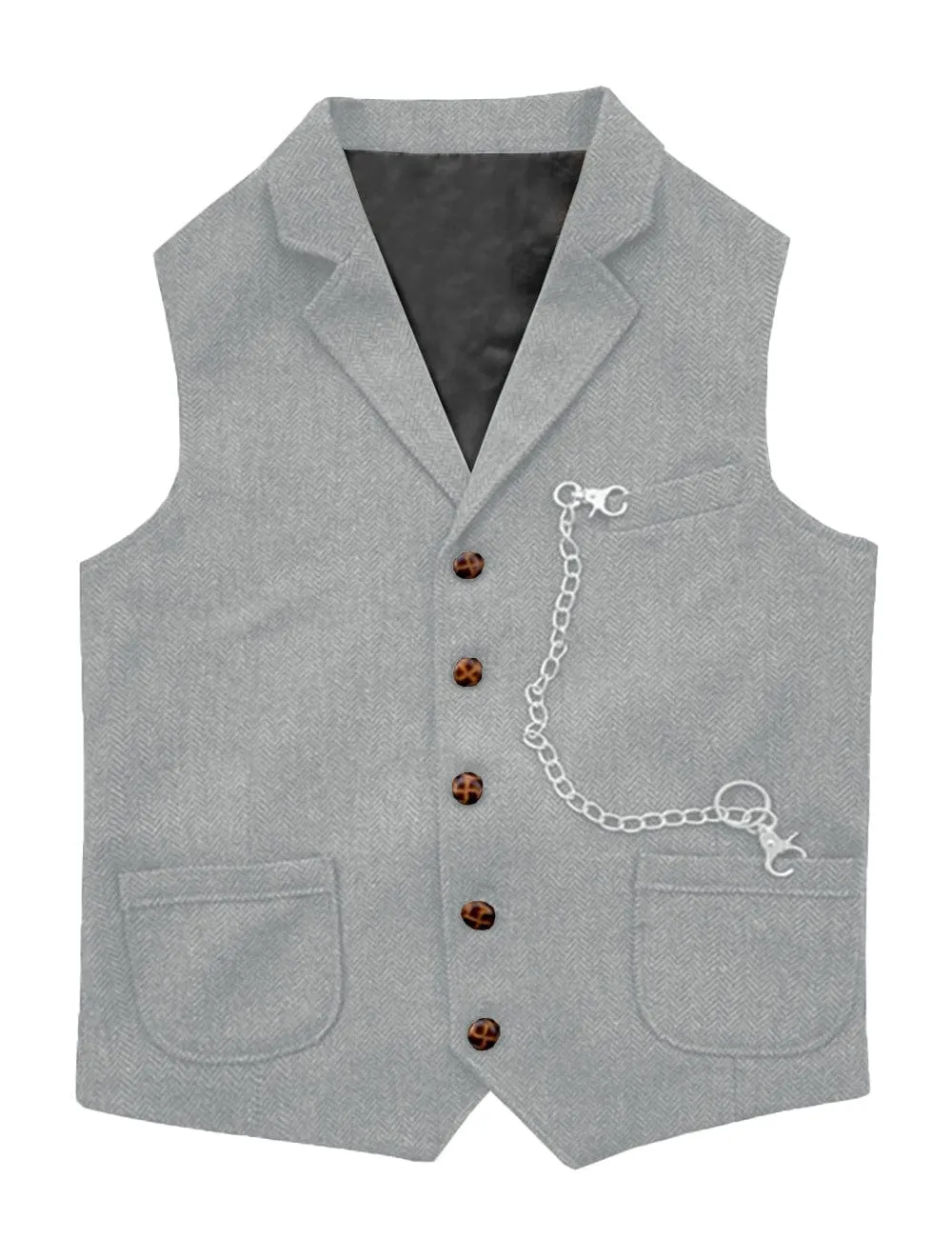 Men's  Suit Vest Casual Herringbone Notch Lapel Waistcoat