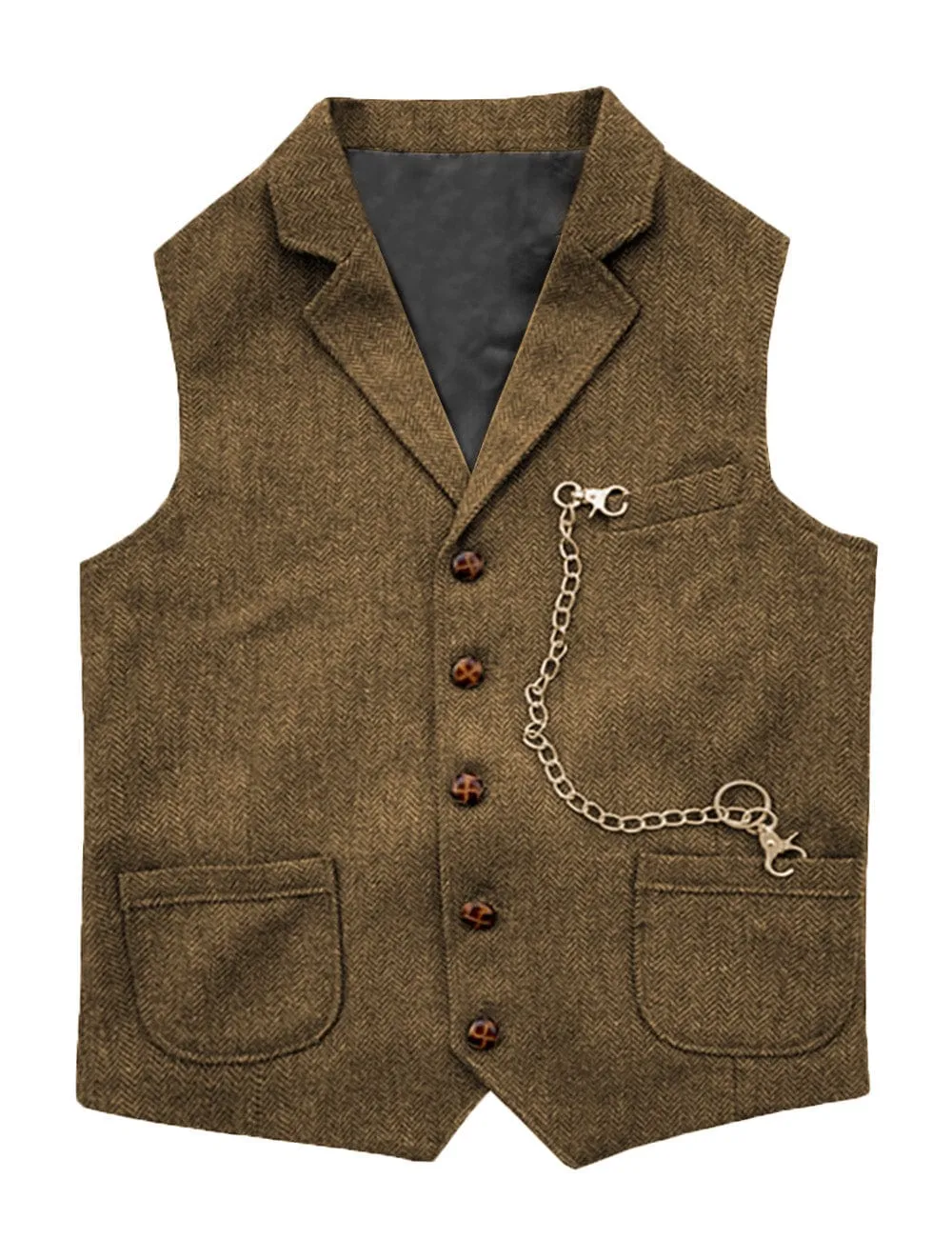 Men's  Suit Vest Casual Herringbone Notch Lapel Waistcoat