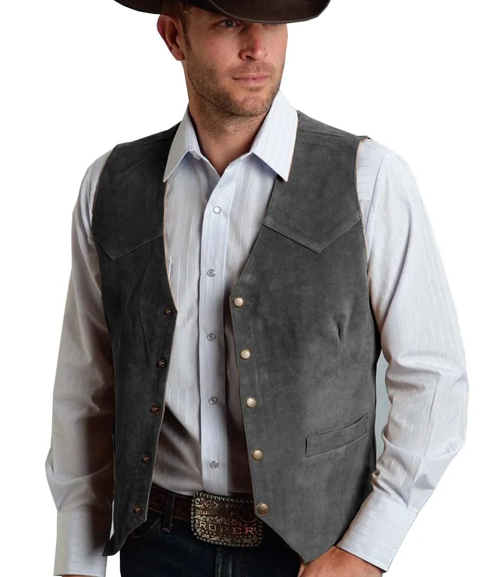 Men's V Lapel  Suede Vest