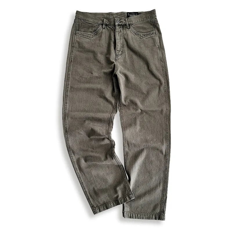 Men's Washed Distressed Work Jeans