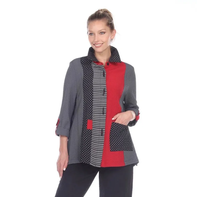 Moonlight  Mixed-Media Polka-Dot & Stripe Shirt/Jacket - 2325