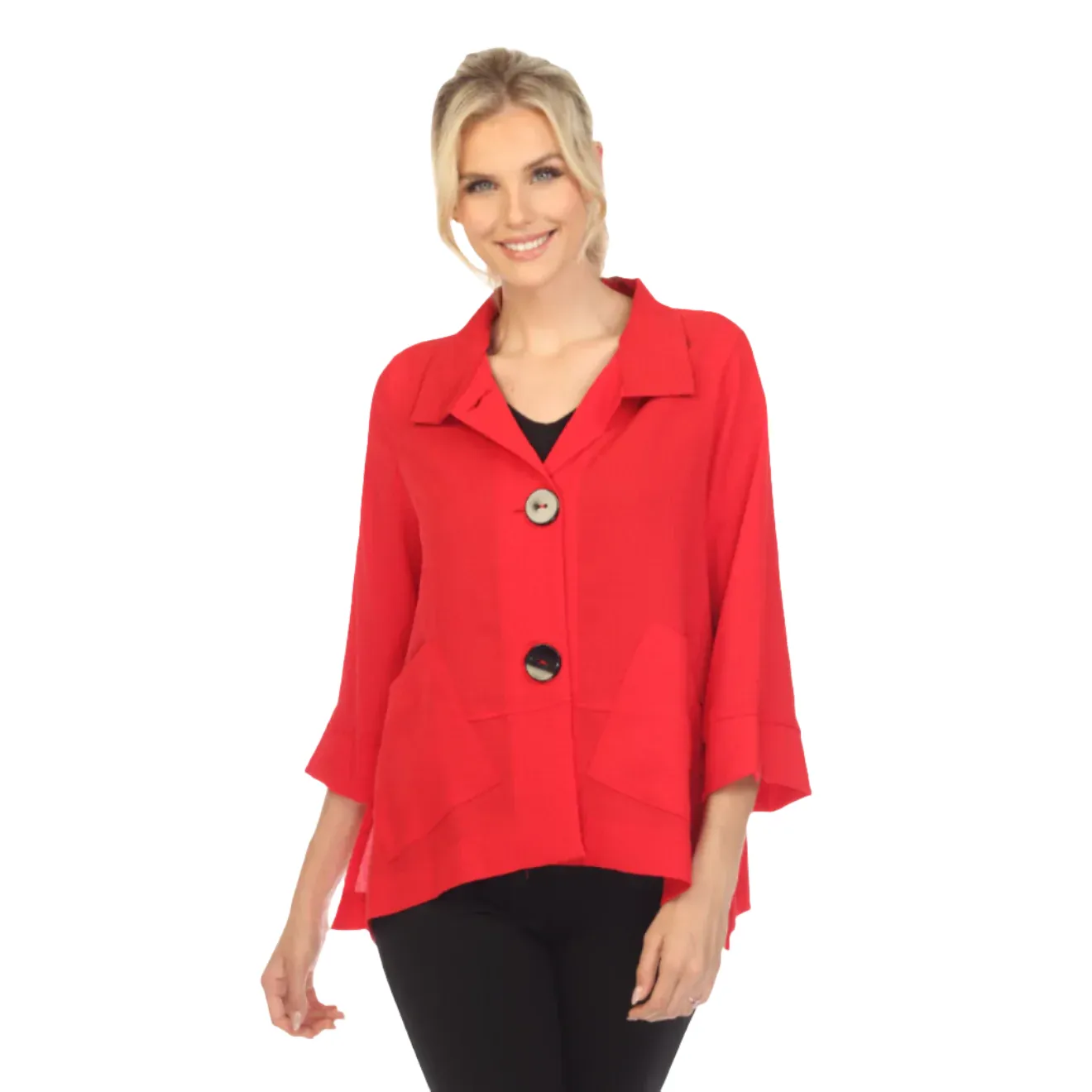 Moonlight Short Button Front Jacket in Red - 2813