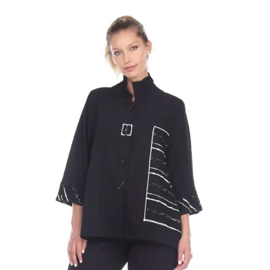 Moonlight Stripe Trim High-Low Shirt/Jacket - 3089-BLK