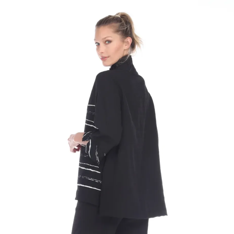 Moonlight Stripe Trim High-Low Shirt/Jacket - 3089-BLK