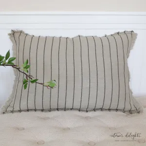 Narrow Stripe Linen Pillow - Lumbar