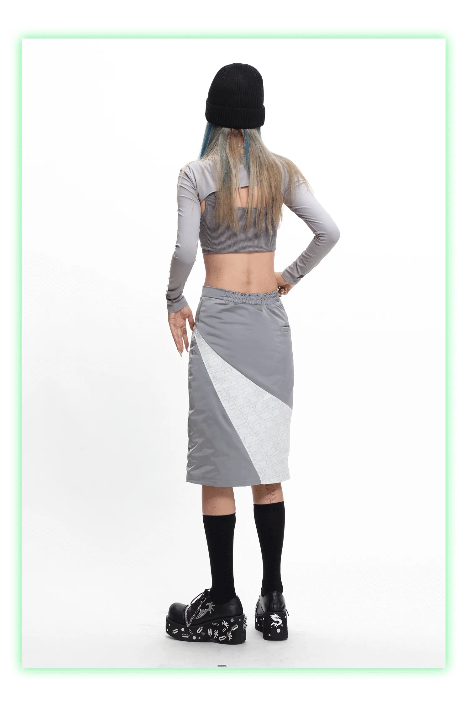 OFFWORLD OFFICER patchwork skirt