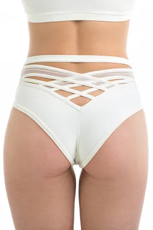 Poledancerka X High Leg Shorts - Ivory White