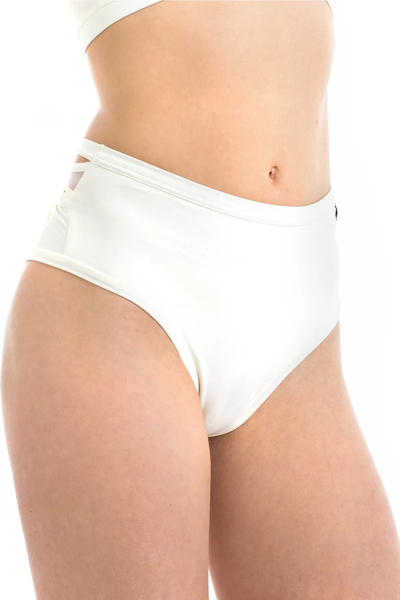 Poledancerka X High Leg Shorts - Ivory White