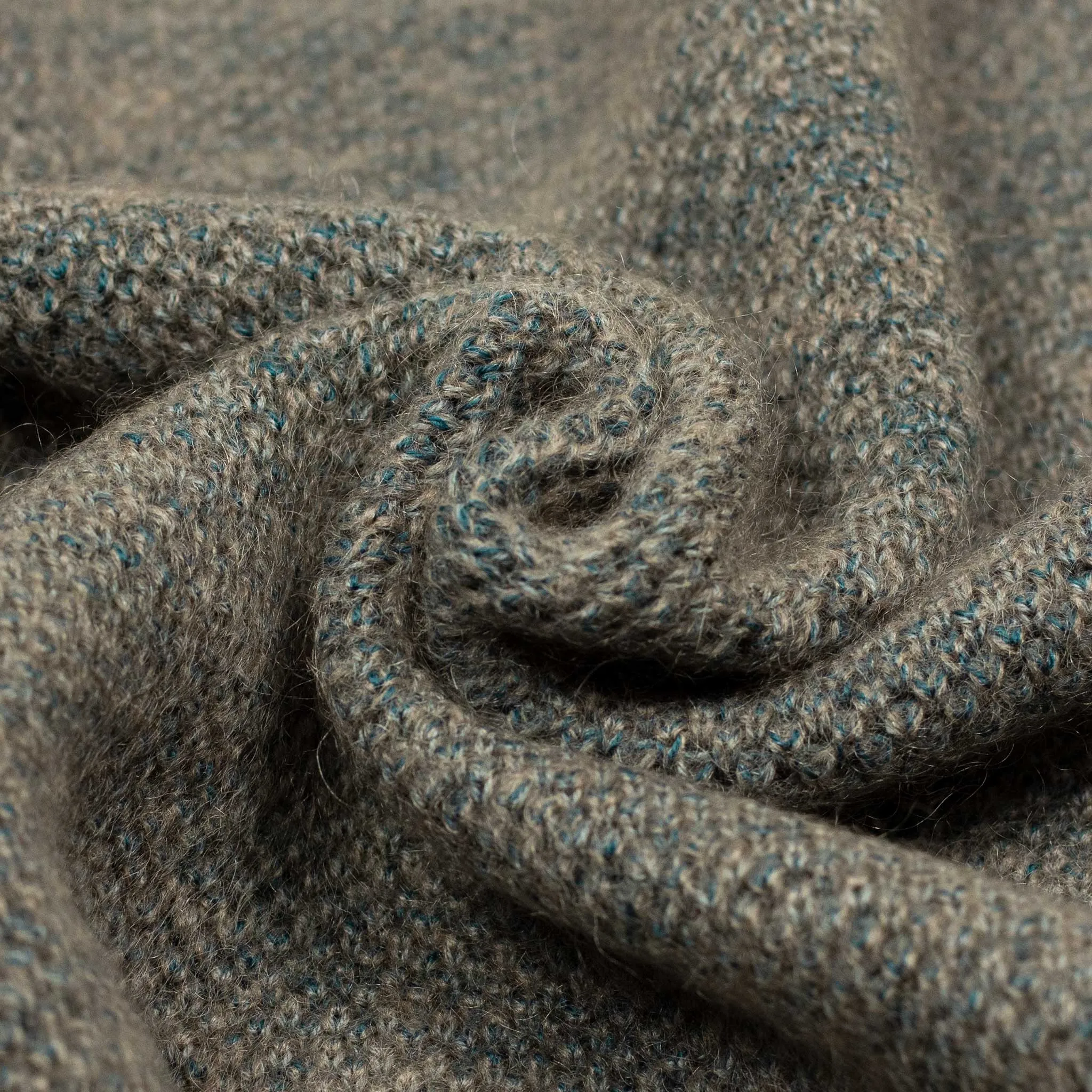 "Boucle" crewneck raglan sweater in "Foggy" wool mohair birdseye