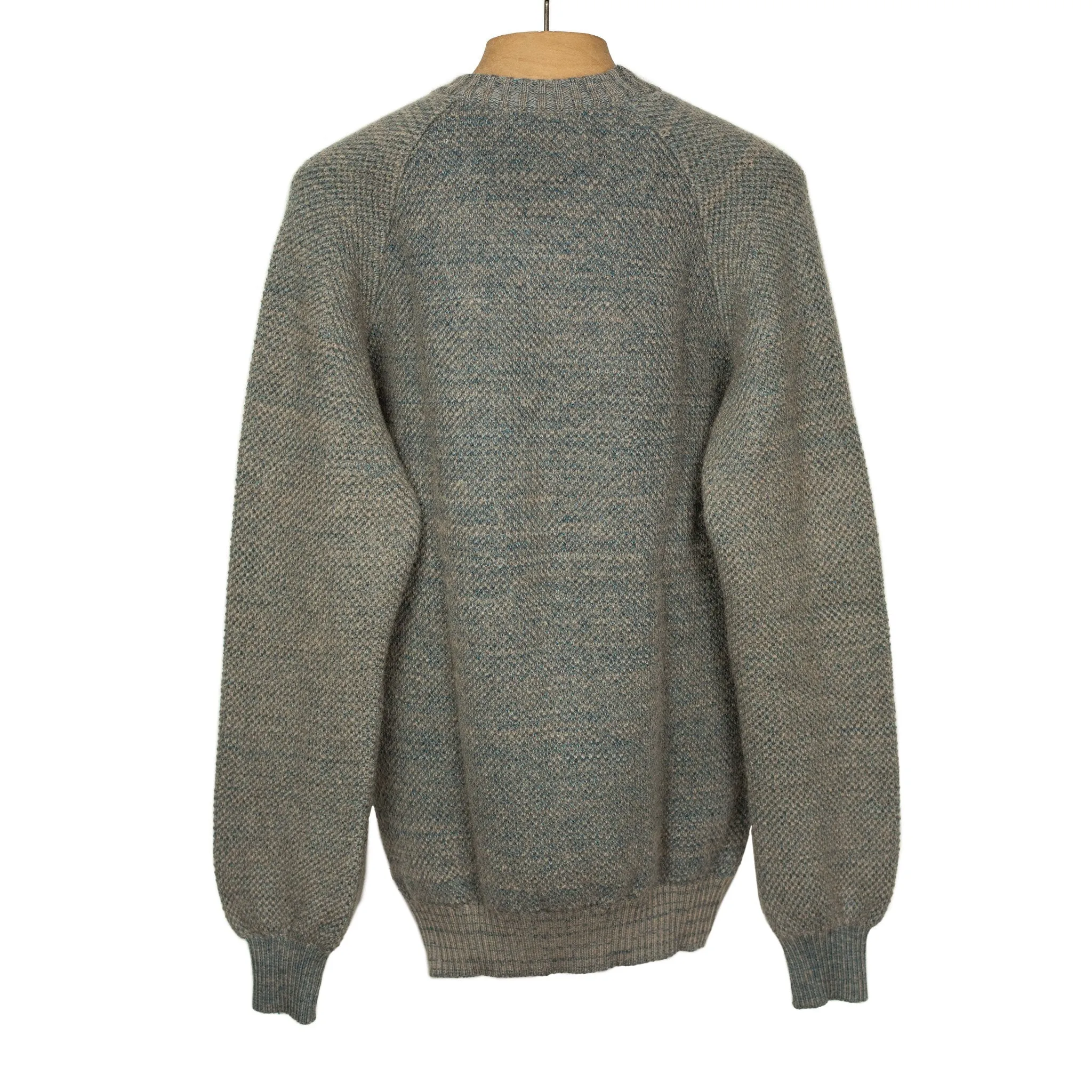 "Boucle" crewneck raglan sweater in "Foggy" wool mohair birdseye