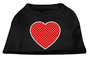 Red Swiss Dot Heart Screen Print Shirt Black Med (12)