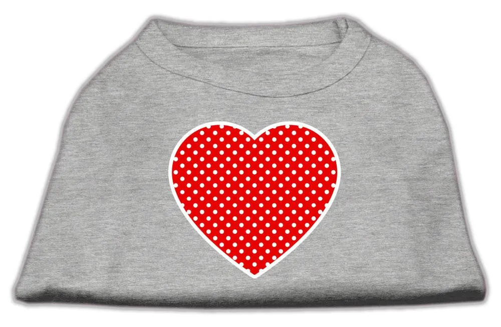 Red Swiss Dot Heart Screen Print Shirt Grey Sm (10)