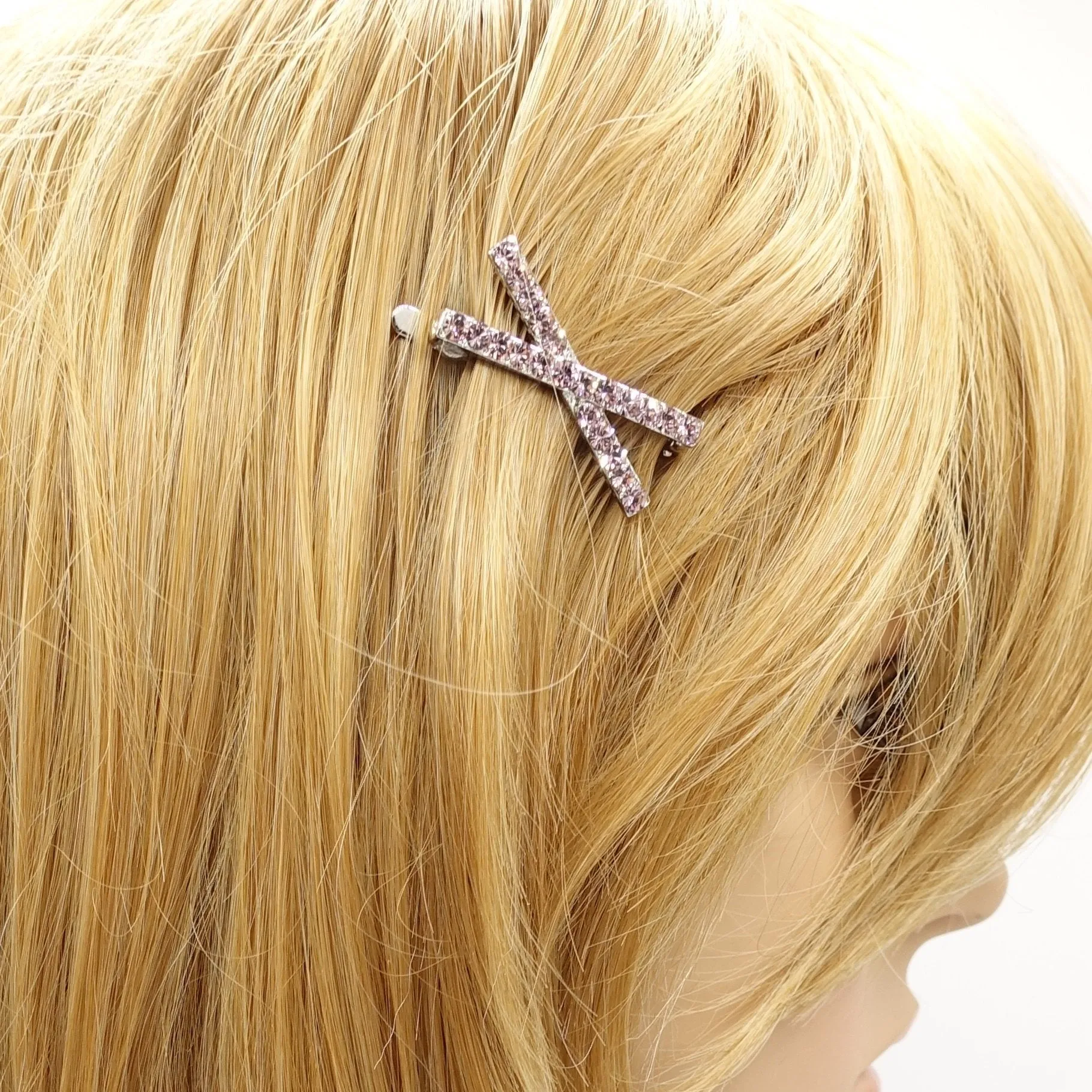 rhinestone embellished cross magnetic hair clip