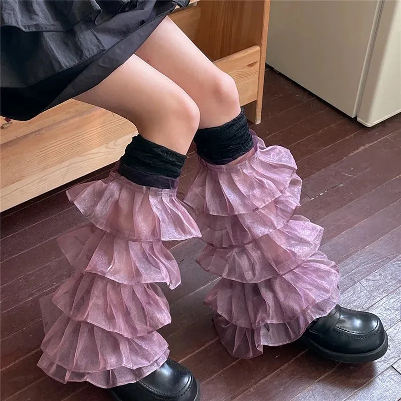 Ruffle Mesh Leg Warmers