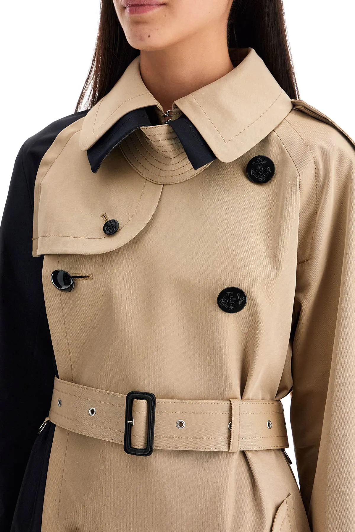 Sacai "color block gabardine trench