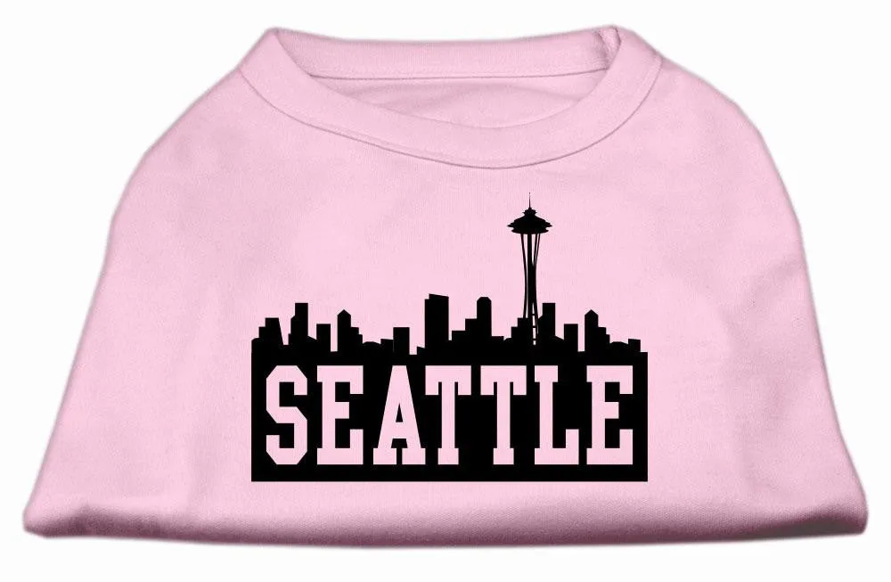 Seattle Skyline Screen Print Shirt Light Pink XXXL (20)