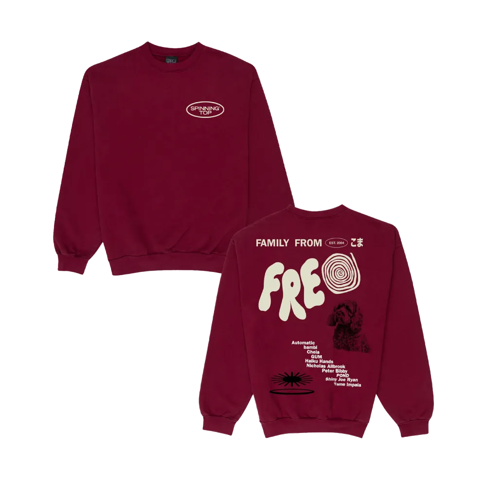 Spinning Top / Fam From Freo Red Crewneck