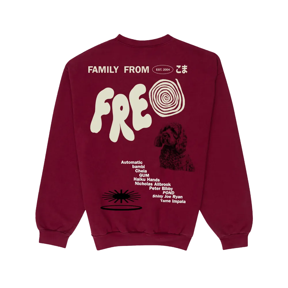 Spinning Top / Fam From Freo Red Crewneck