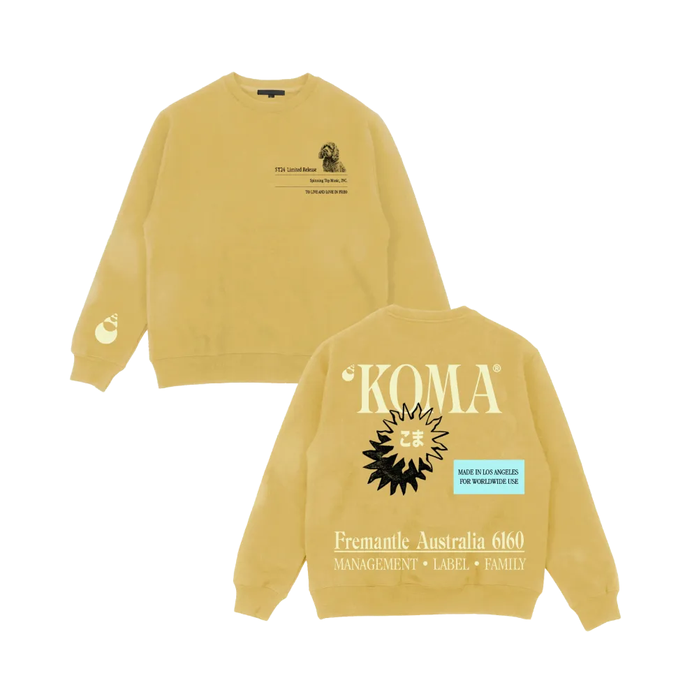 Spinning Top / Koma Dawg Mustard Crewneck