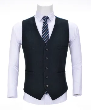 Teal Herringbone V Neck Waistcoat