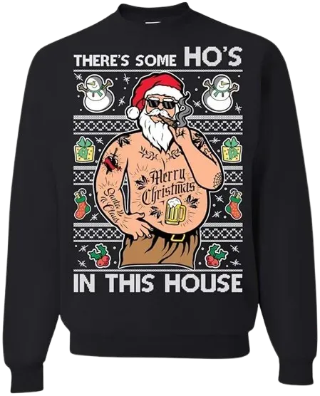 Ugly Christmas Crewneck Graphic Sweatshirt There Some Ho's In This House