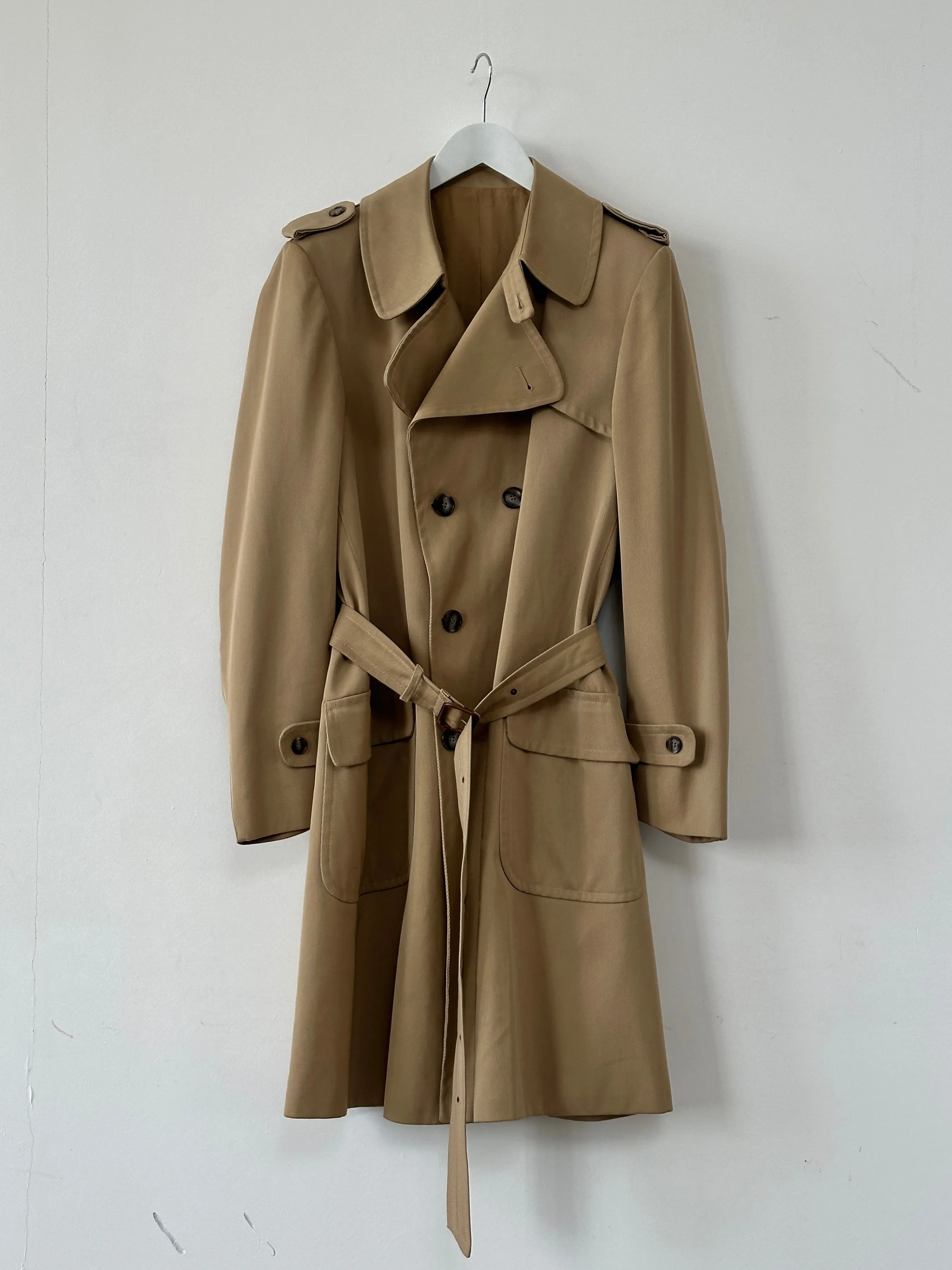 Vintage Wool Double Breasted Trench Coat - L