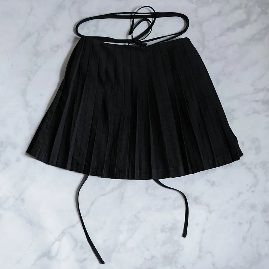 Wasabi Zipper Detail Side-Pleat Skirt