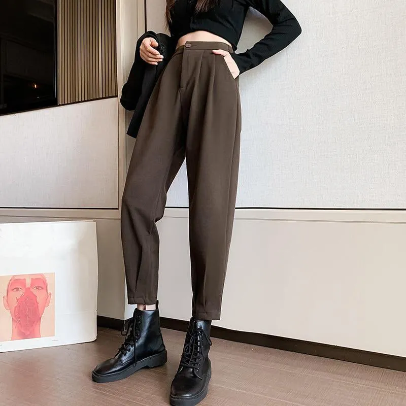 Women Pants Casual Streetwear Loose High Waist Pants Solid Trousers