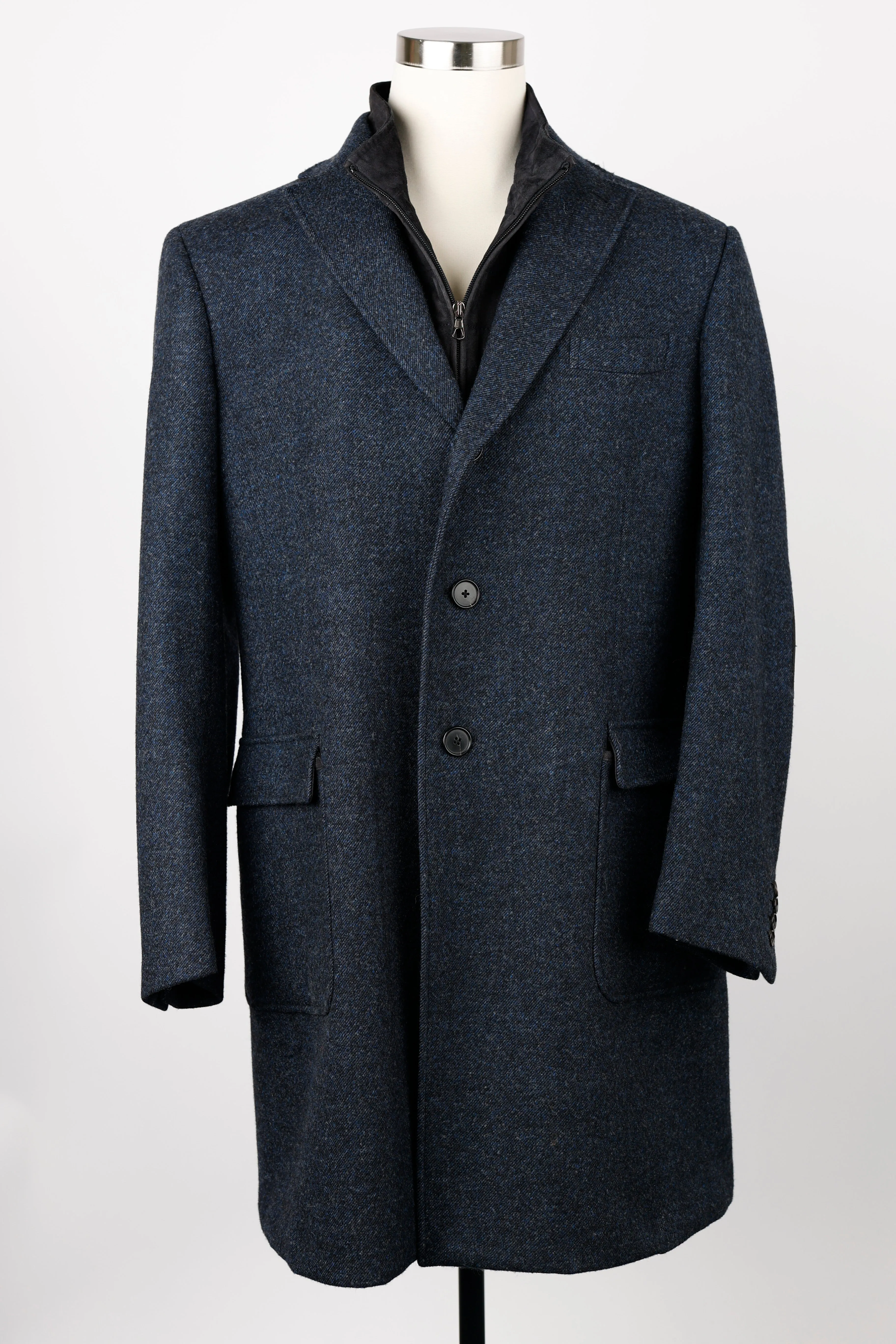 Wool Dress Coat w/ Suede Insert