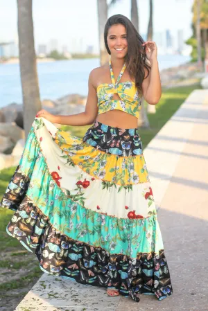 Yellow Floral Two Piece Set